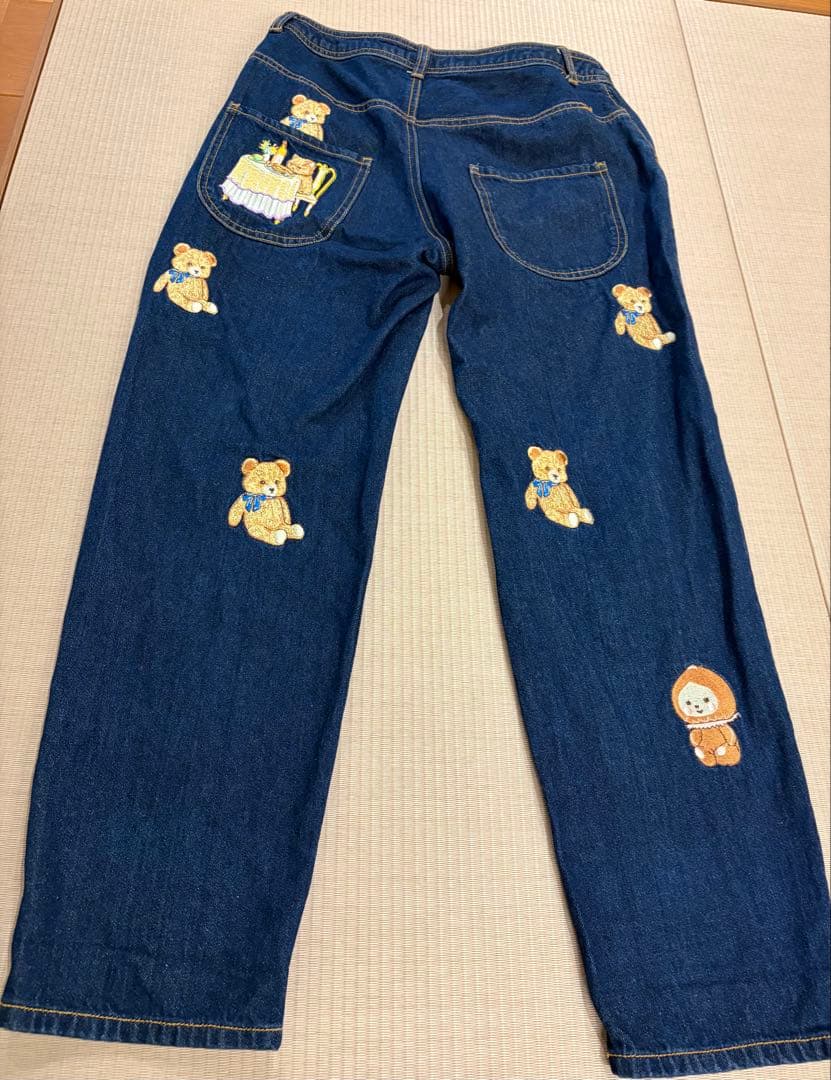 ユキエモン　刺繍　デニムパンツ