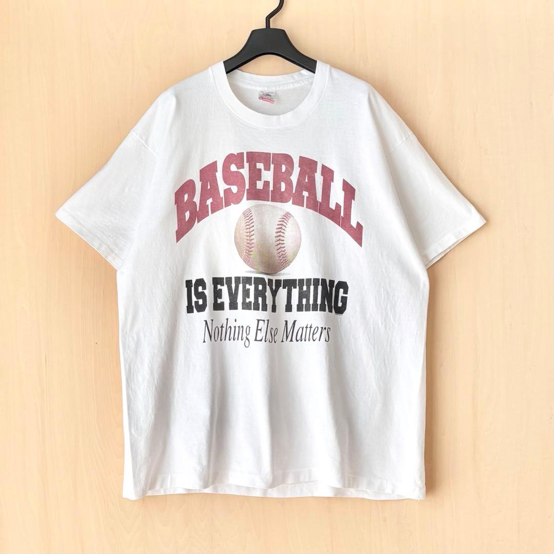 90s USA製古着　ヴィンテージ　メッセージTシャツ　野球が全て　グラフィック
