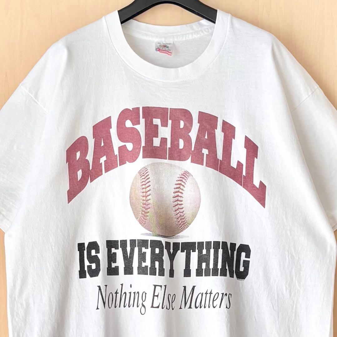 90s USA製古着　ヴィンテージ　メッセージTシャツ　野球が全て　グラフィック