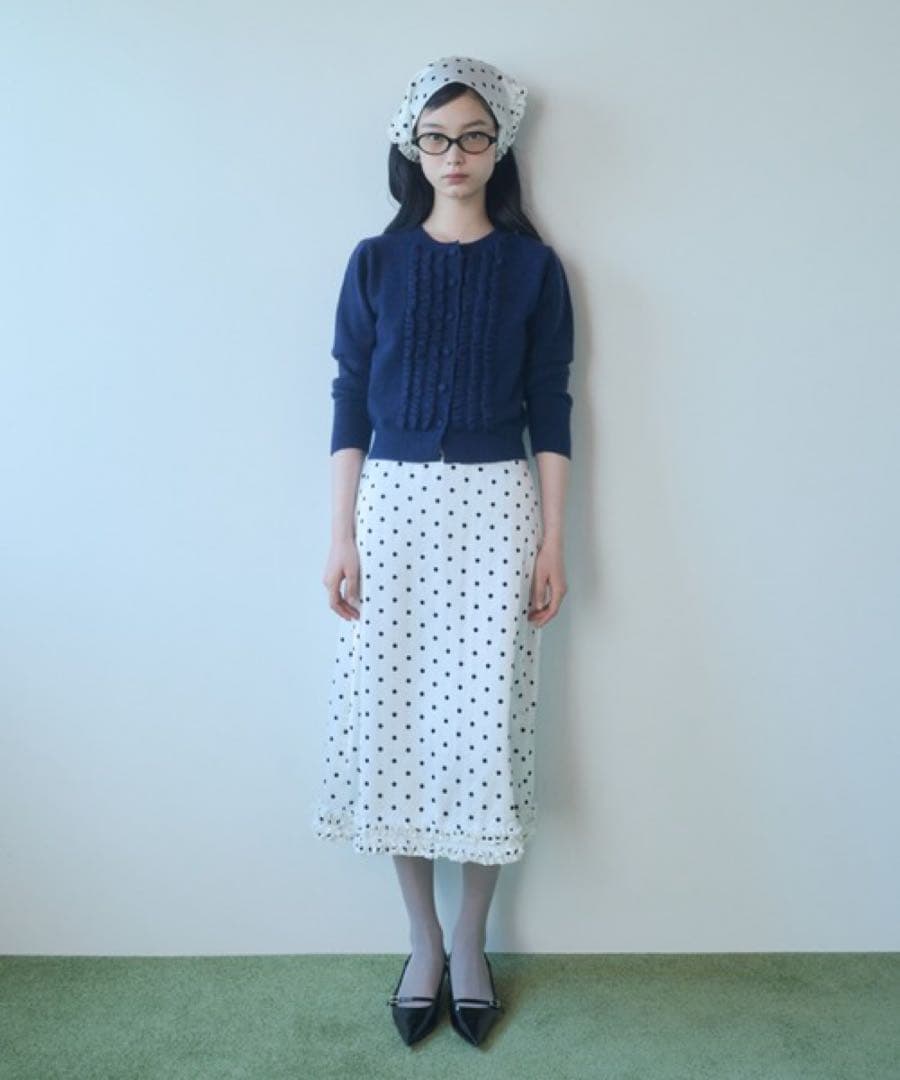 スカート FEKETE dot frill midi skirt