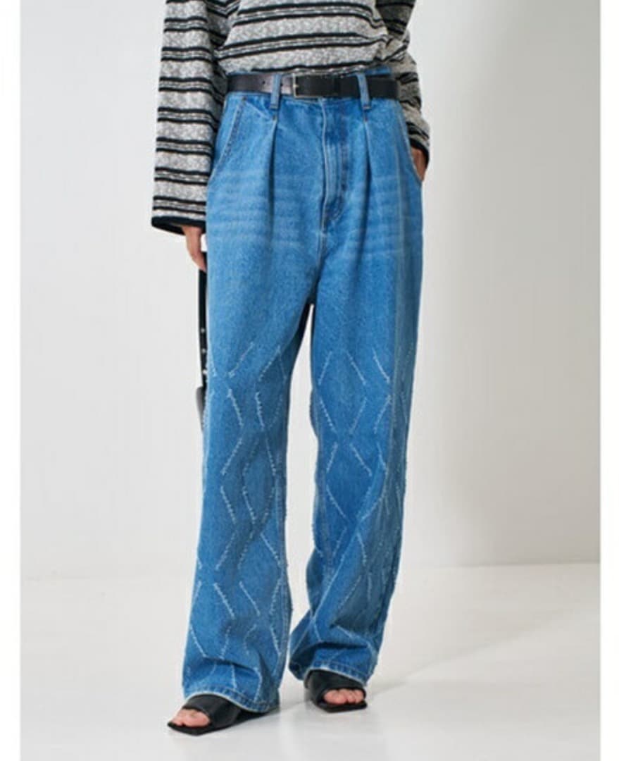 YENN（イェン） レーザーカット ワイドデニム パンツ Y261-31001