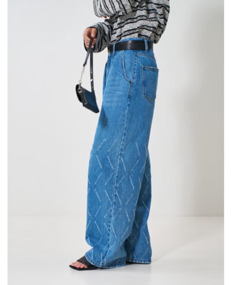 YENN（イェン） レーザーカット ワイドデニム パンツ Y261-31001