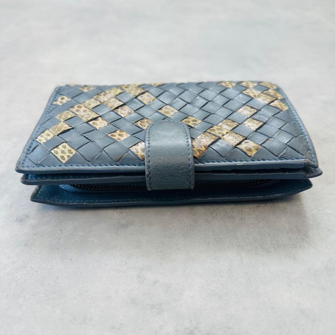 希少✨BOTTEGA VENETA イントレチャート　パイソン　二つ折り財布
