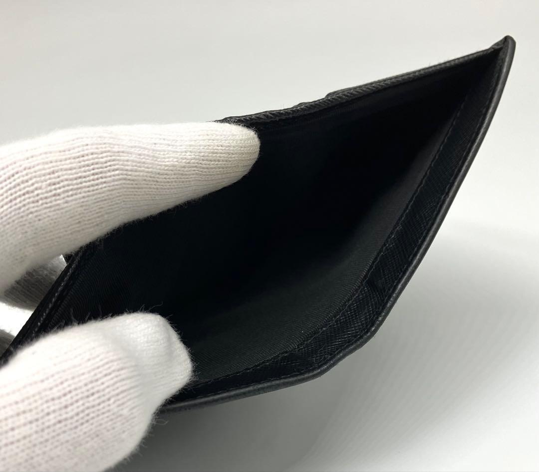 ⭐️ 美品 プラダ サフィアーノ メタル コンパクト 折り財布 ブラック 鑑定済