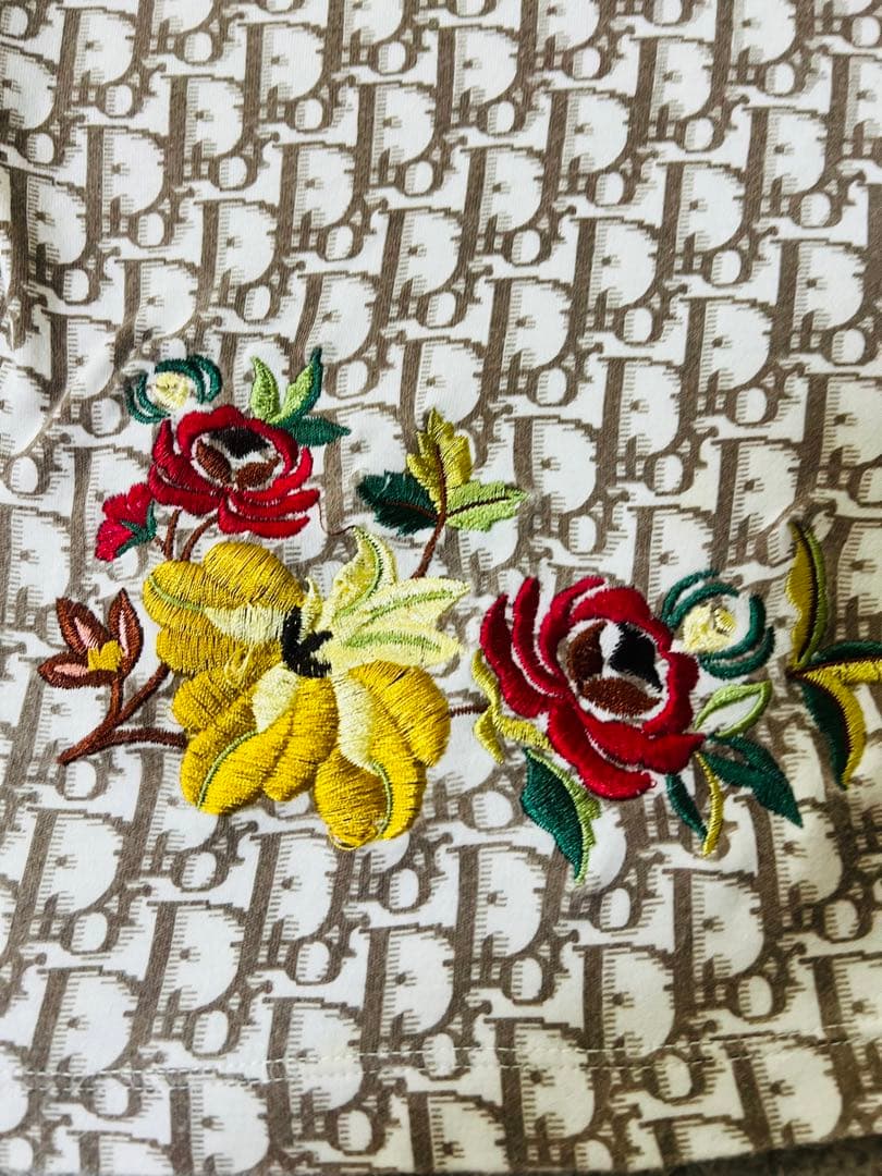 希少‼️ChristianDior VネックTシャツ ガリアーノ期 フラワー刺繍