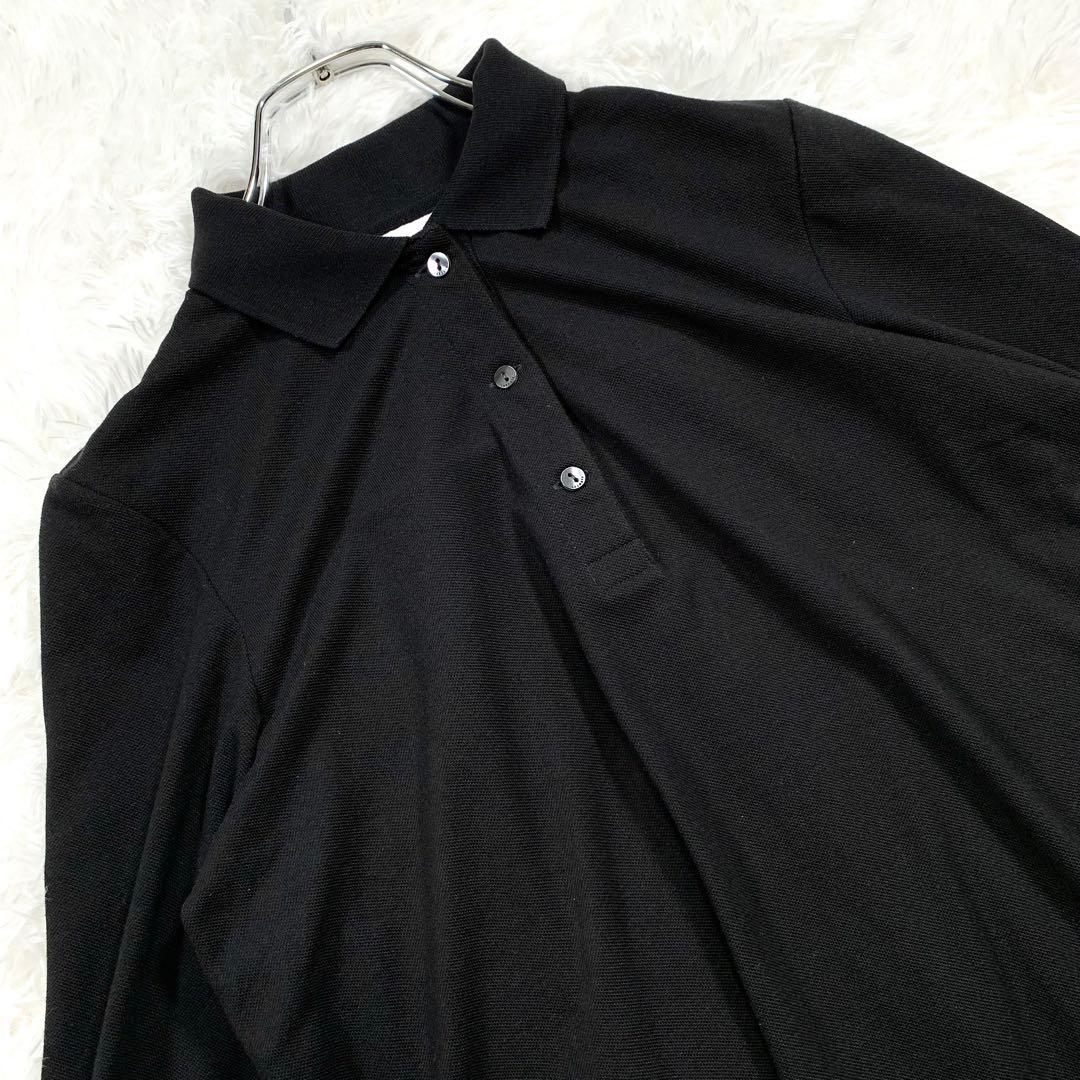 【希少】 LACOSTE バックプリーツ ポロシャツ ブラック ラコステ 鹿の子