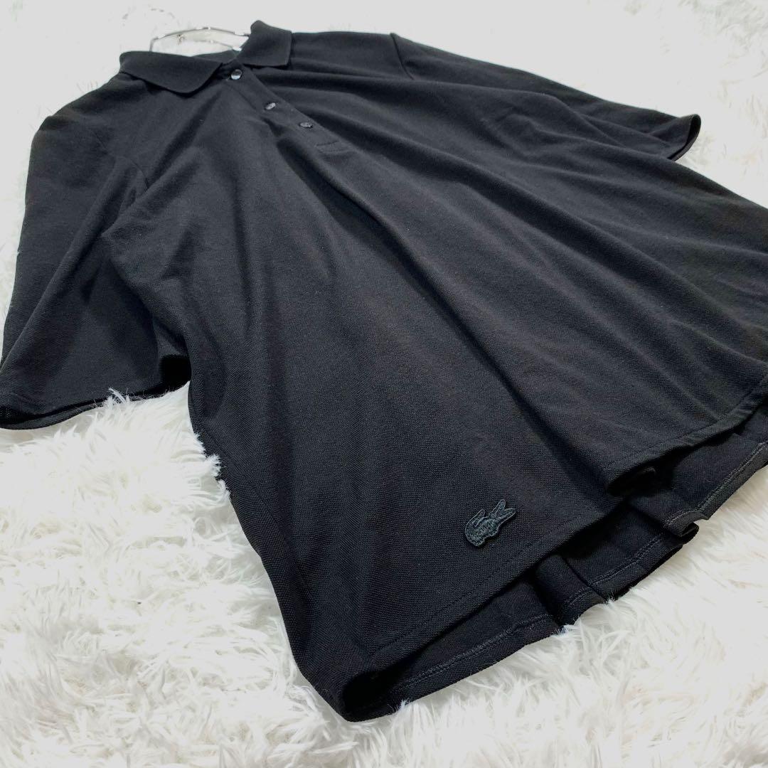 【希少】 LACOSTE バックプリーツ ポロシャツ ブラック ラコステ 鹿の子