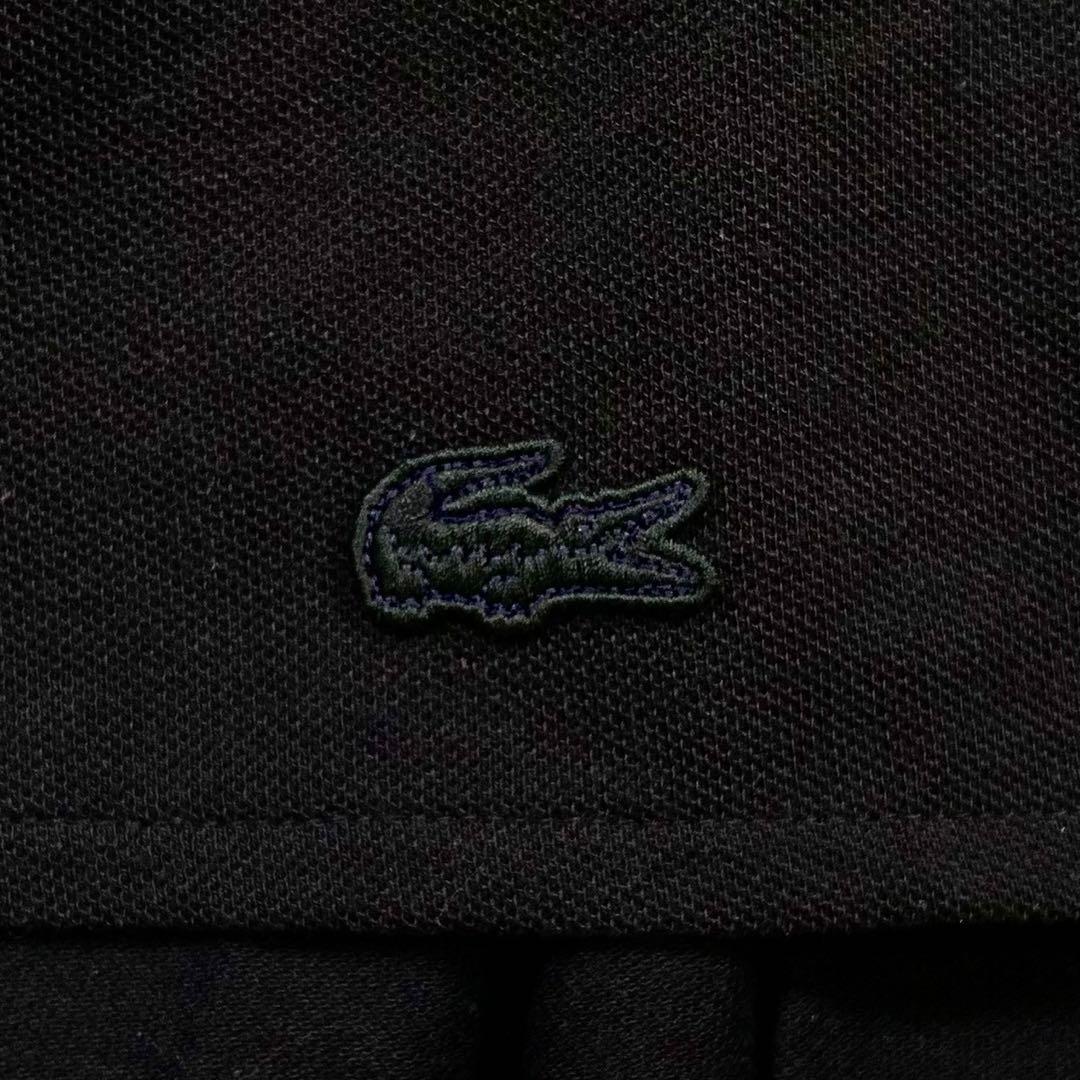 【希少】 LACOSTE バックプリーツ ポロシャツ ブラック ラコステ 鹿の子