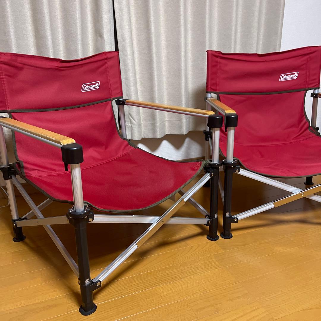 【2脚セット】Coleman ツーウェイキャプテンチェア 赤 室内使用