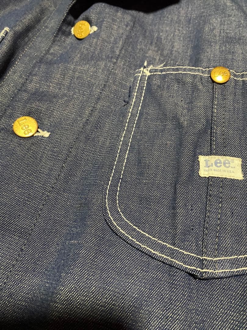 【極上品】70s Lee 91-J カバーオール 真紺 刻印首振りボタン USA
