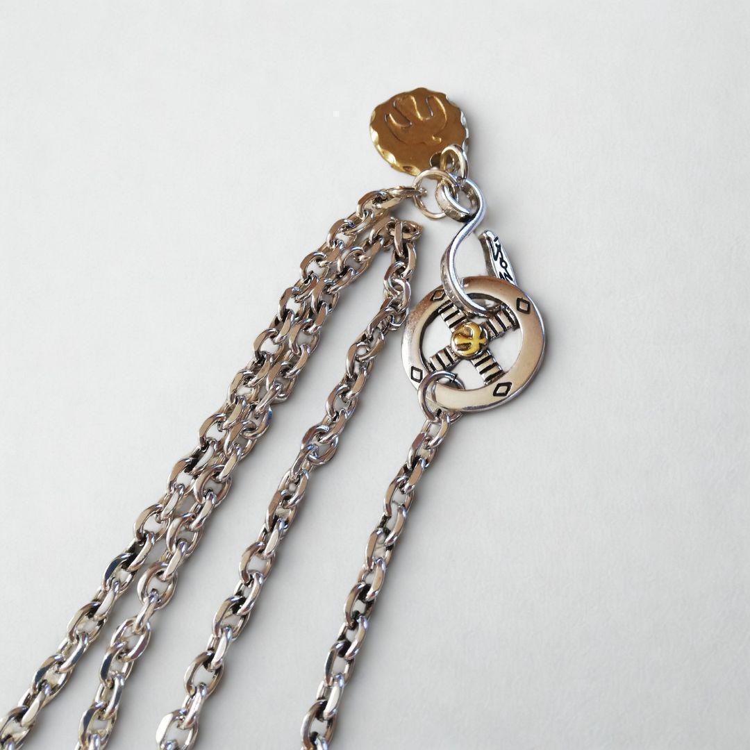 古着ヴィンテージ加工のネックレス「ターコイズ2連フェザー」シルバー/イーグル