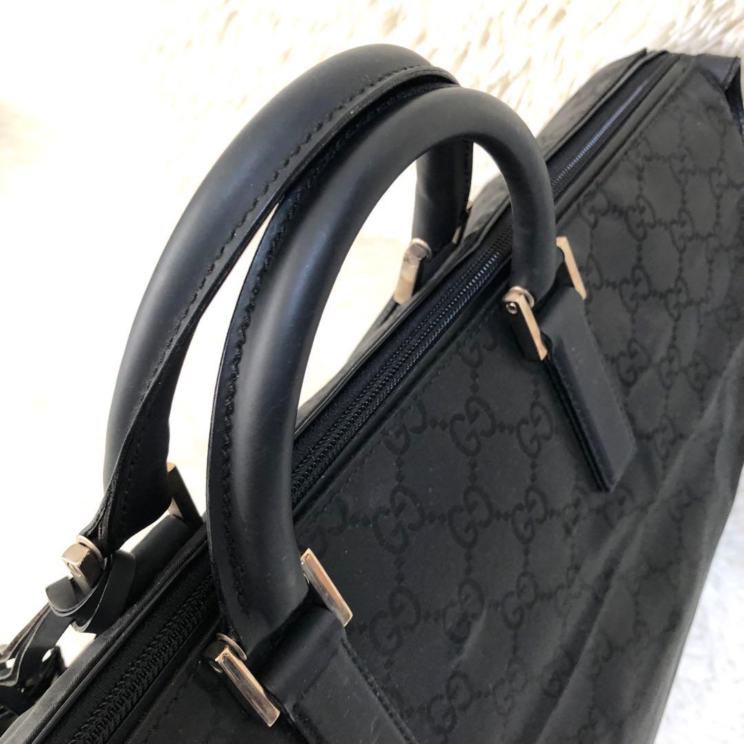 【大容量】GUCCI ボストンバック GG柄 ナイロン ブリーフケース 鍵付き