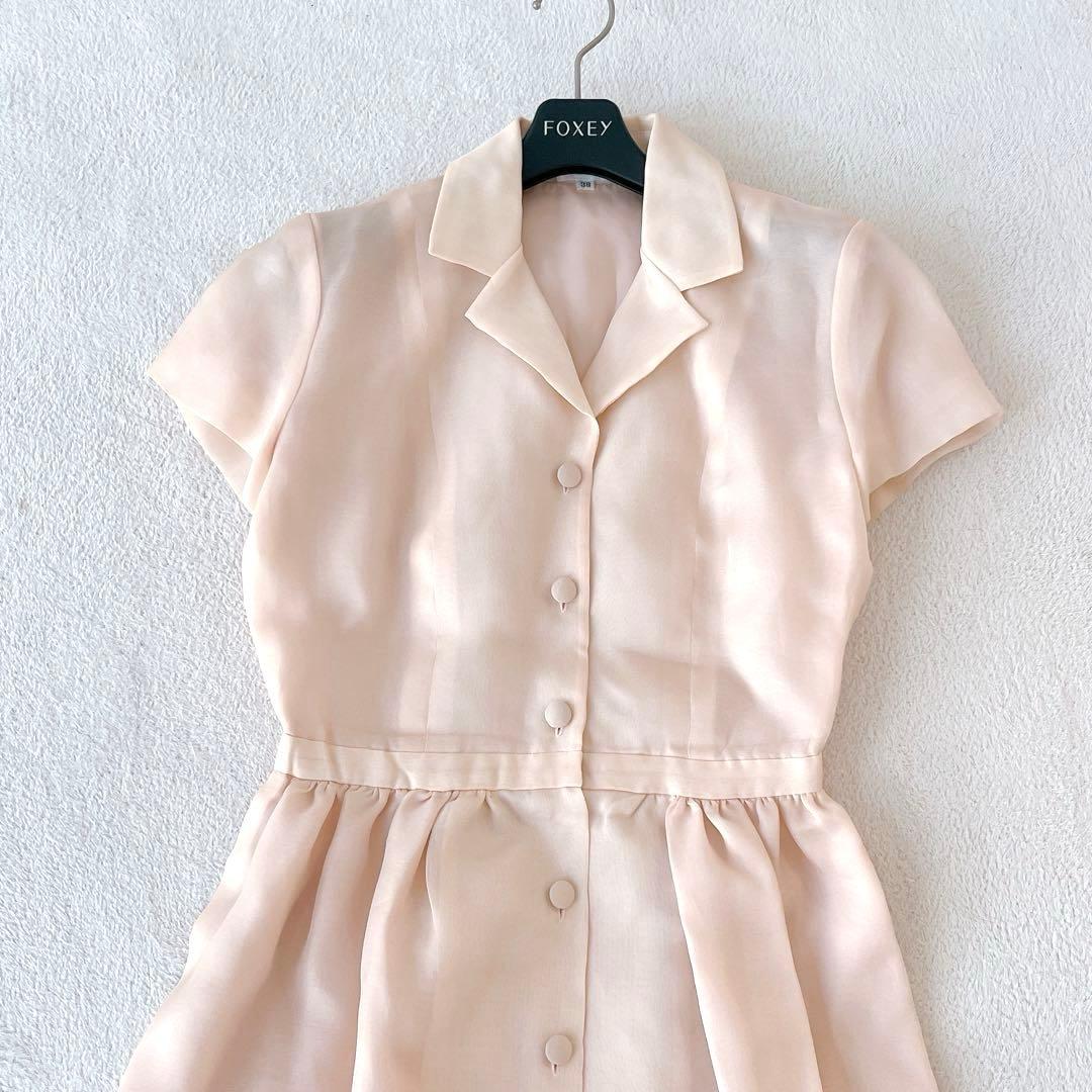 美品★FOXEY BOUTIQUE★絹シルク100% 半袖ワンピース サイズ38