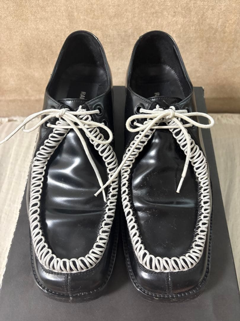 RAF SIMONS ブラック サイズ42 レザーシューズ