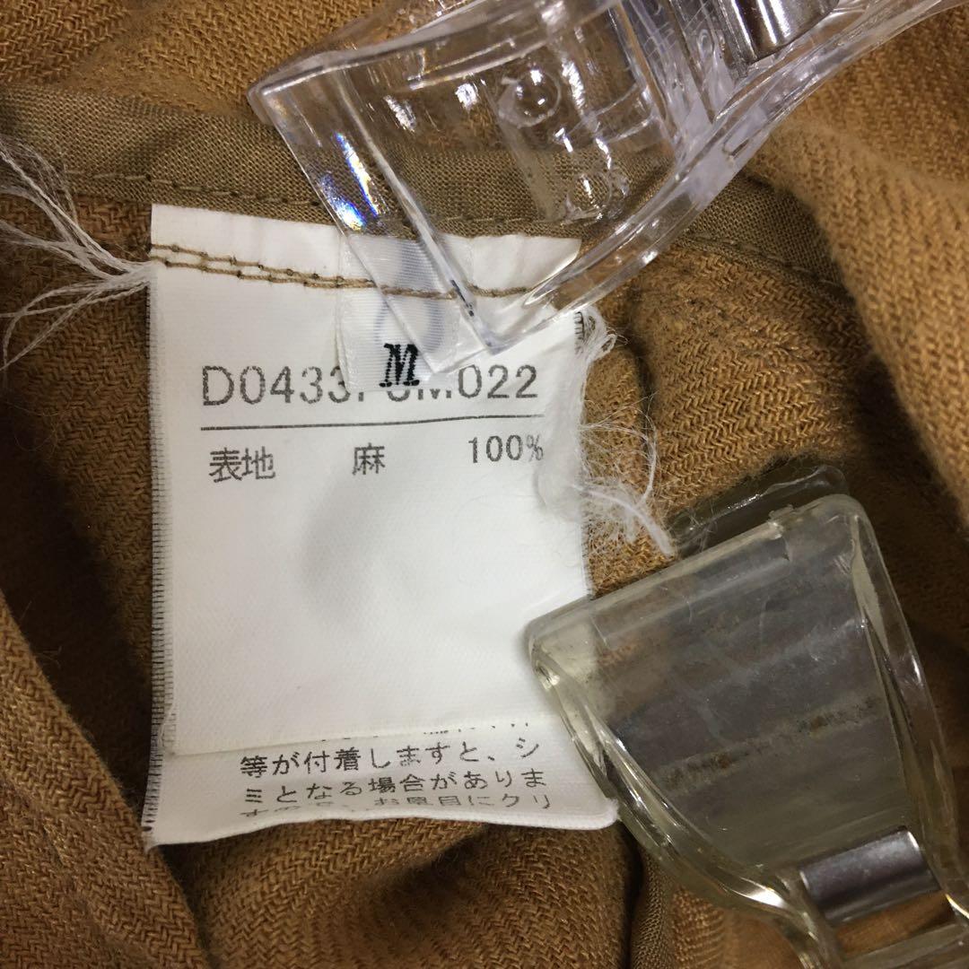 美品 パパス 長袖 麻 オーバーサイズ シャツジャケット メンズ M ベージュ