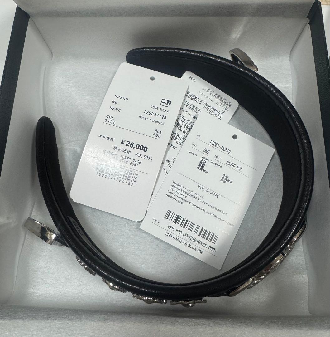 TOGA TOO メタルヘアバンド　レザー　カチューシャ　ブラック