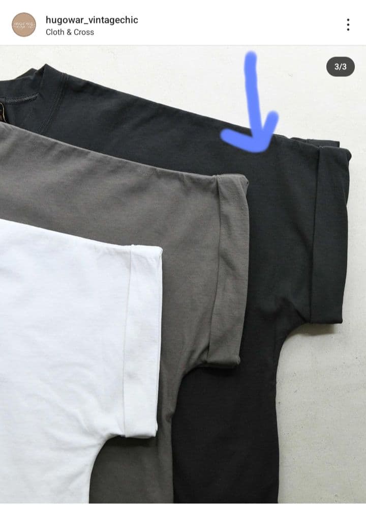 hugowarハグオーワー ロールアップスリーブTシャツ雅姫チャコール