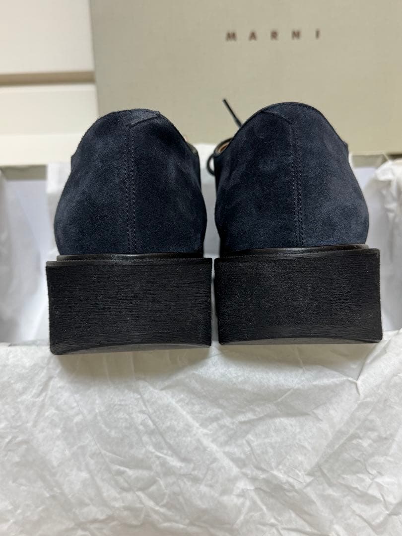 MARNIネイビー スエード 厚底 モカシンシューズ