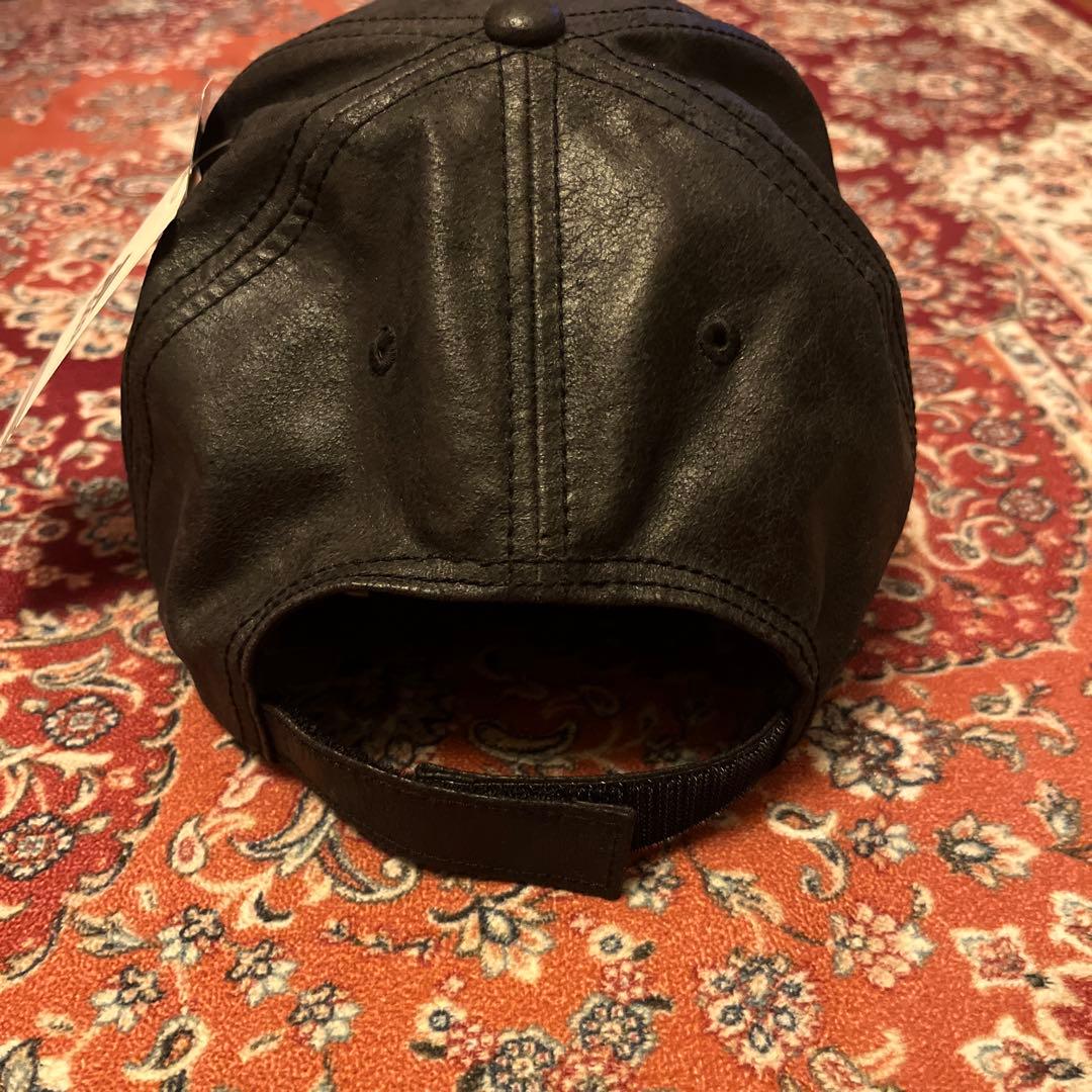 【00s old adidas】レア　レザーキャップ　フェイクレザー　古着