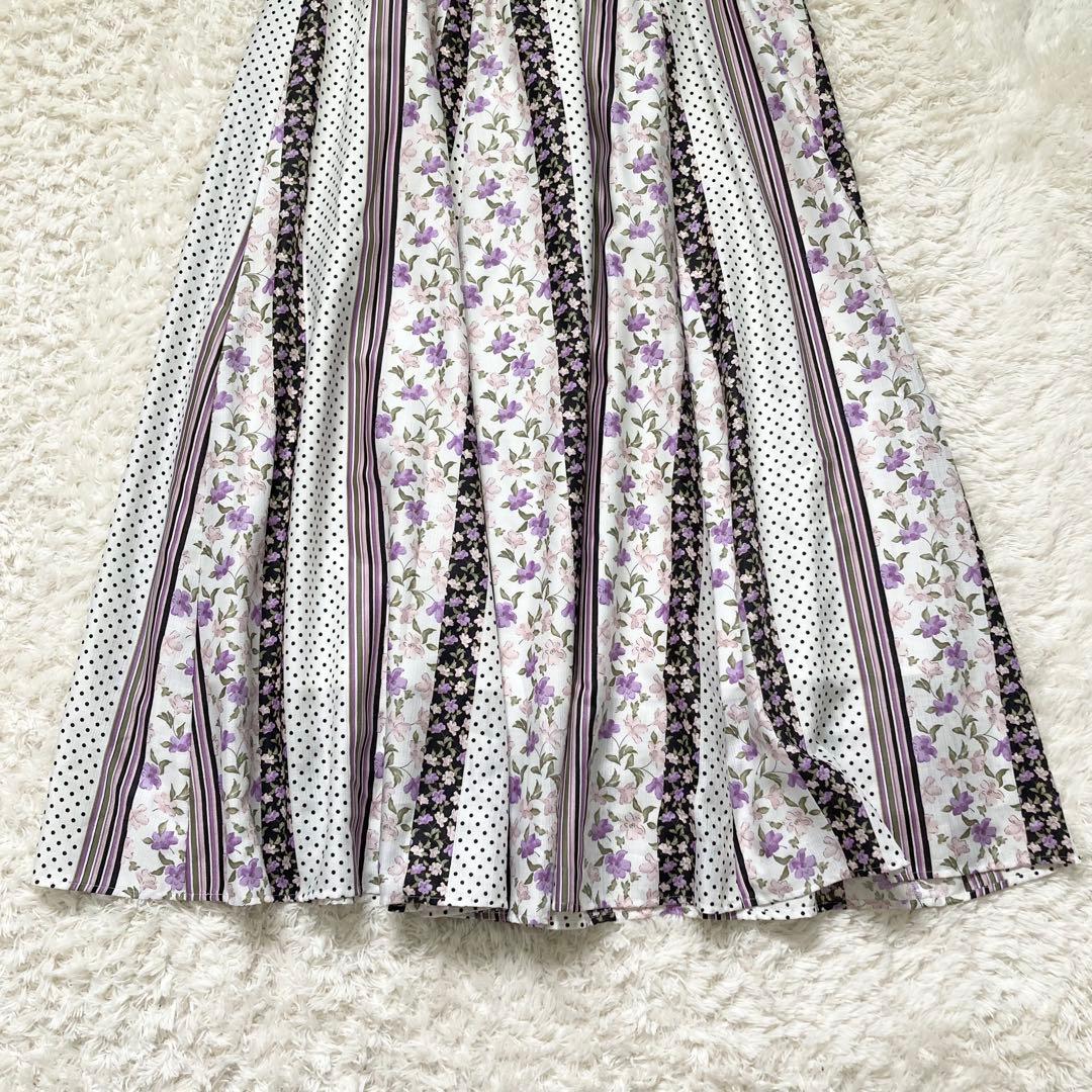 大きい✨️ローズティアラ マキシ丈 ロング スカート フレア 花柄 パッチワーク