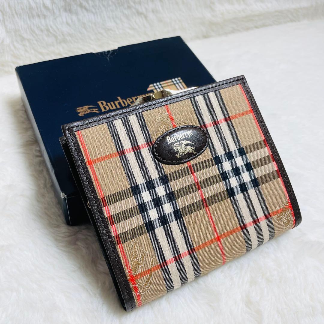 新品未使用　箱付　正規品　BURBERRY 折り財布　がま口財布　ノバチェック