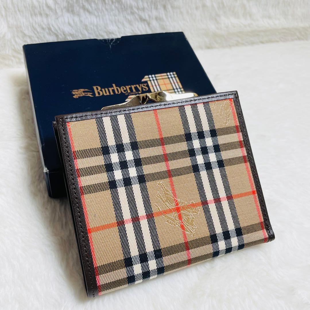 新品未使用　箱付　正規品　BURBERRY 折り財布　がま口財布　ノバチェック