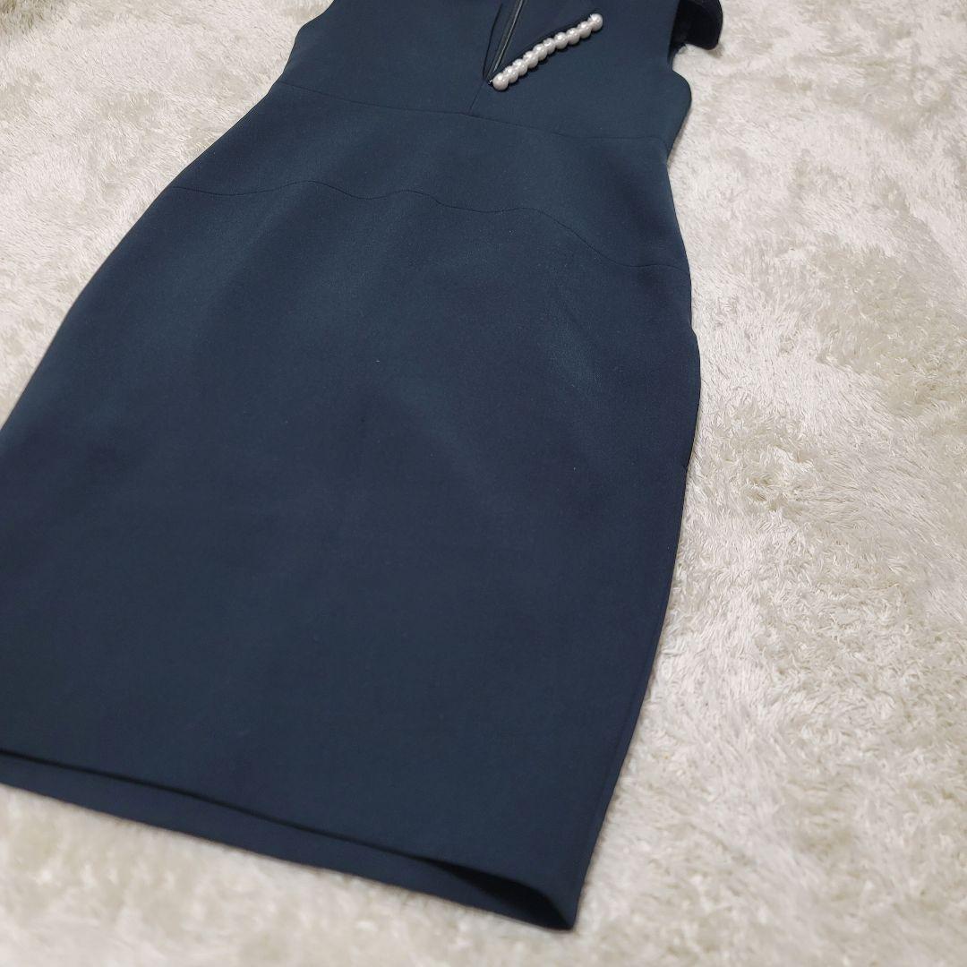 美品✨ヨーコチャン パール ワンピース ノースリーブ コクーン ネイビー