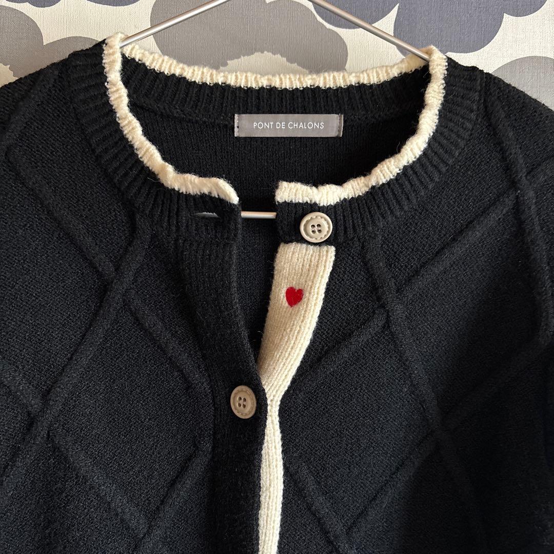 PONT DE CHALONS ポンデシャロン ハート刺繍チロルカーディガン