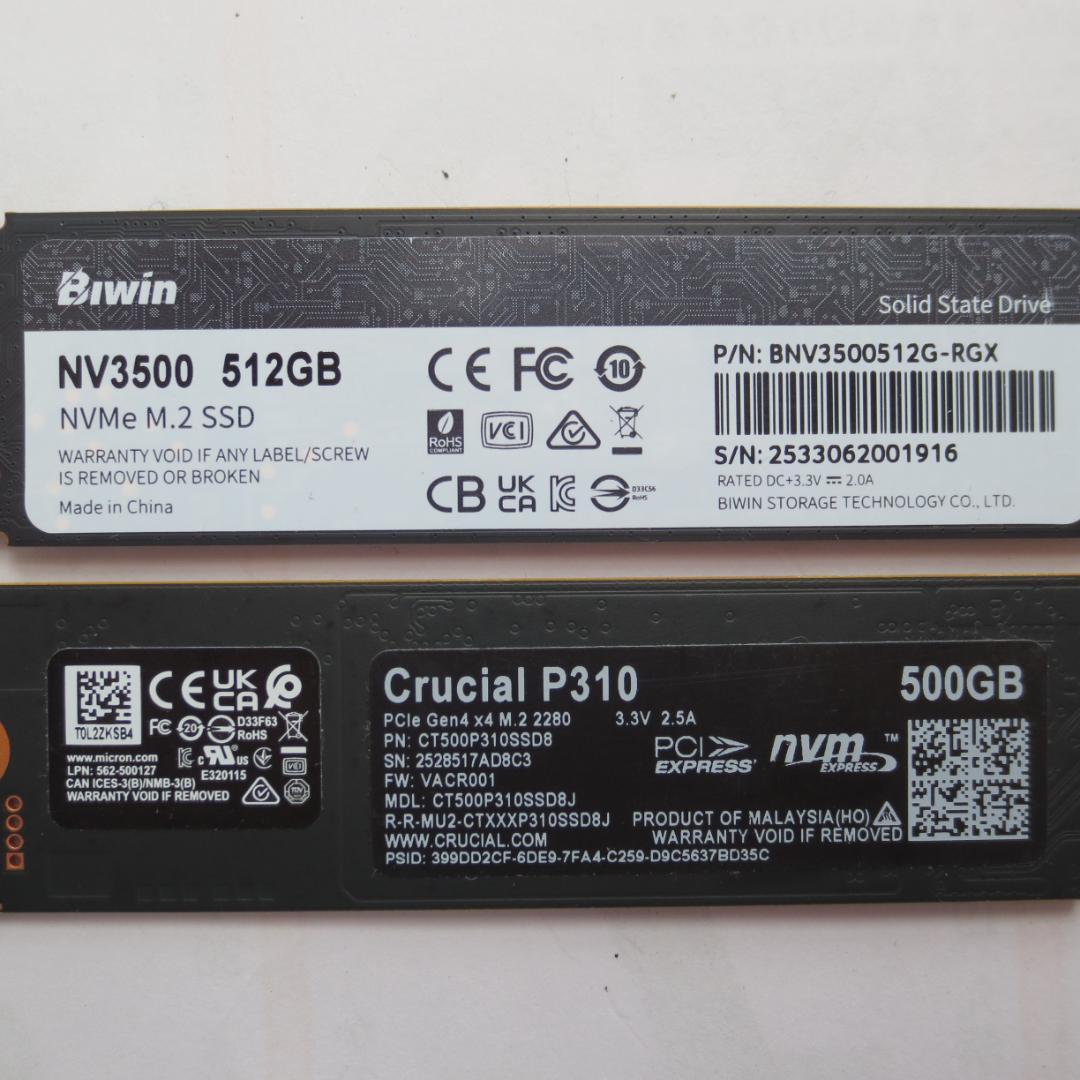 M.2 2280 NVMe SSD 500GB 512GB 4枚