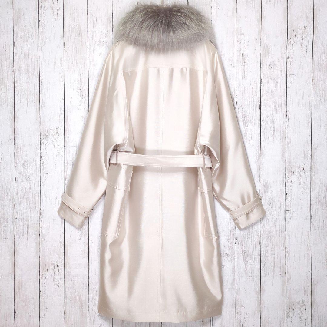 レアモデル【美品】アドーア シルクトレンチコート 着脱ライナー＆フォックスファー