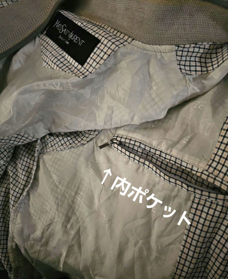 Yves Saint Laurent チェック柄 スウィングトップ サンローラン