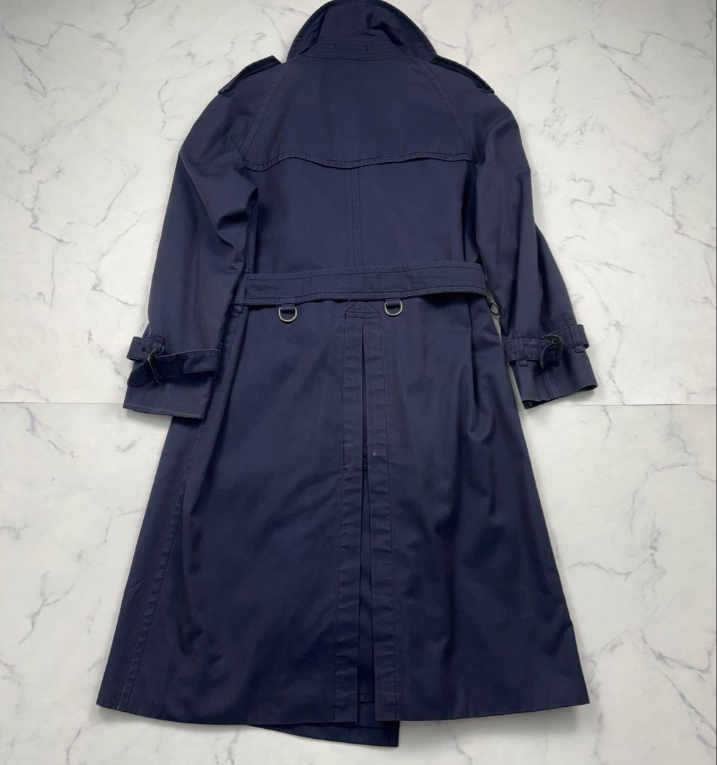 【逸品】バーバリーズ　ダブル　ロングトレンチコート　ネイビー　ノバチェ