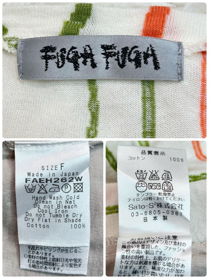 フーガフーガ　コットン花柄ヘムフレアワンピース　綿100% 佐藤繊維　日本製