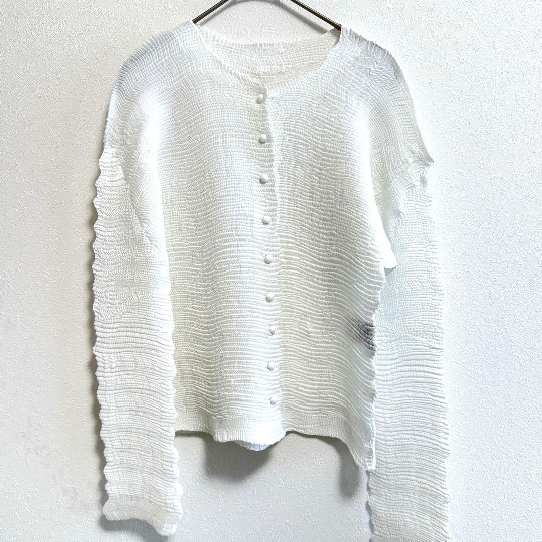ISSEY MIYAKE プリーツ　ノーカラー　長袖　カーディガン　Mサイズ