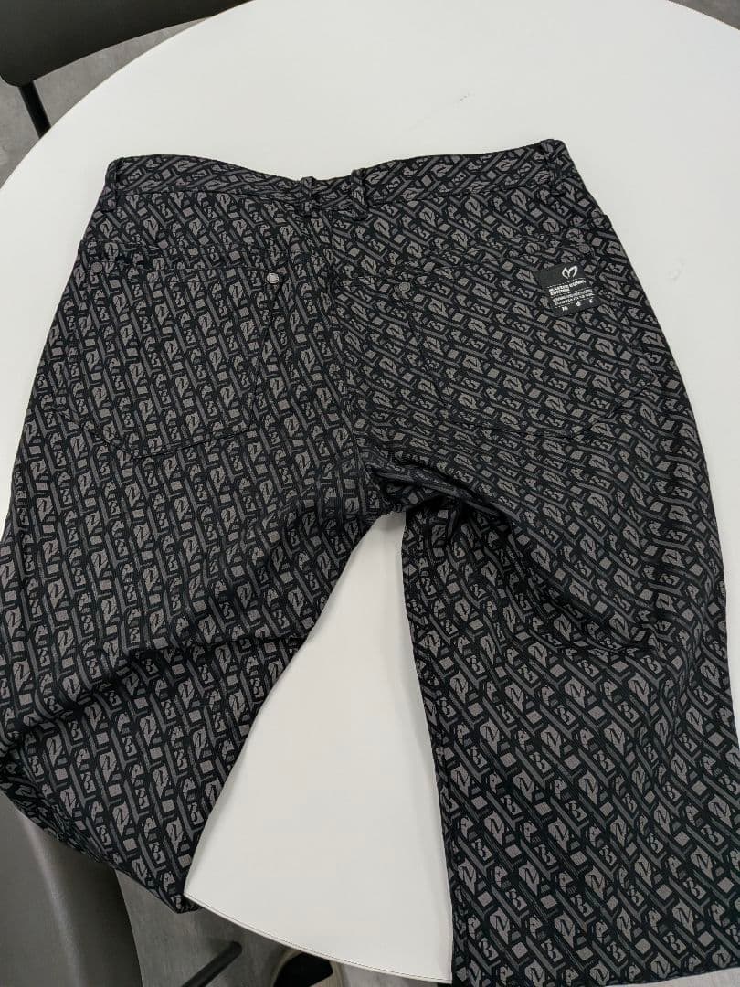 メンズ スリムフィット パンツ 黒グレー