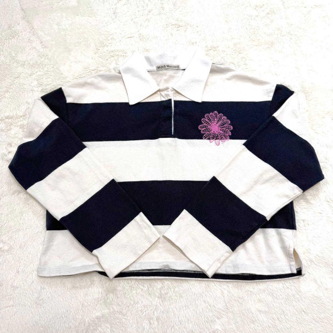 トップス Mardi Mercredi RUGBY SHIRT STRIPE FLOWER