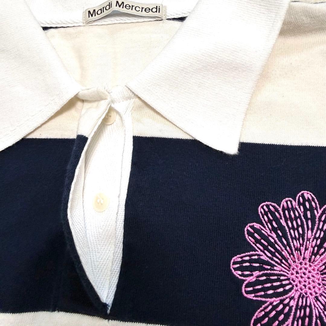 トップス Mardi Mercredi RUGBY SHIRT STRIPE FLOWER