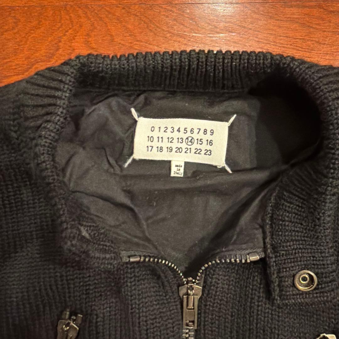 メゾンマルジェラ ブラックニット ジップアップ ジャケット