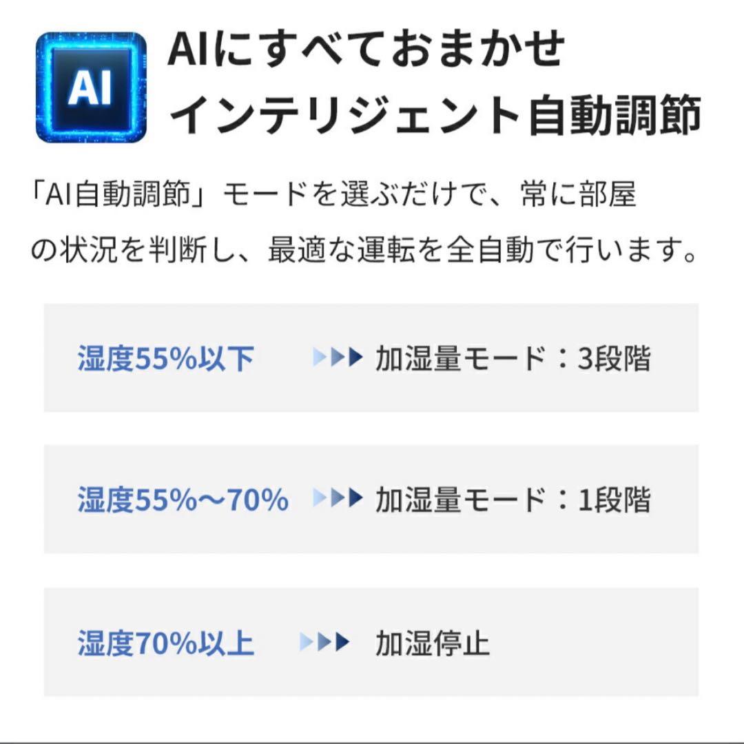 加湿器 プラズマ 4重除菌 大容量 5段階調整 AI自動調湿 5L 気化式