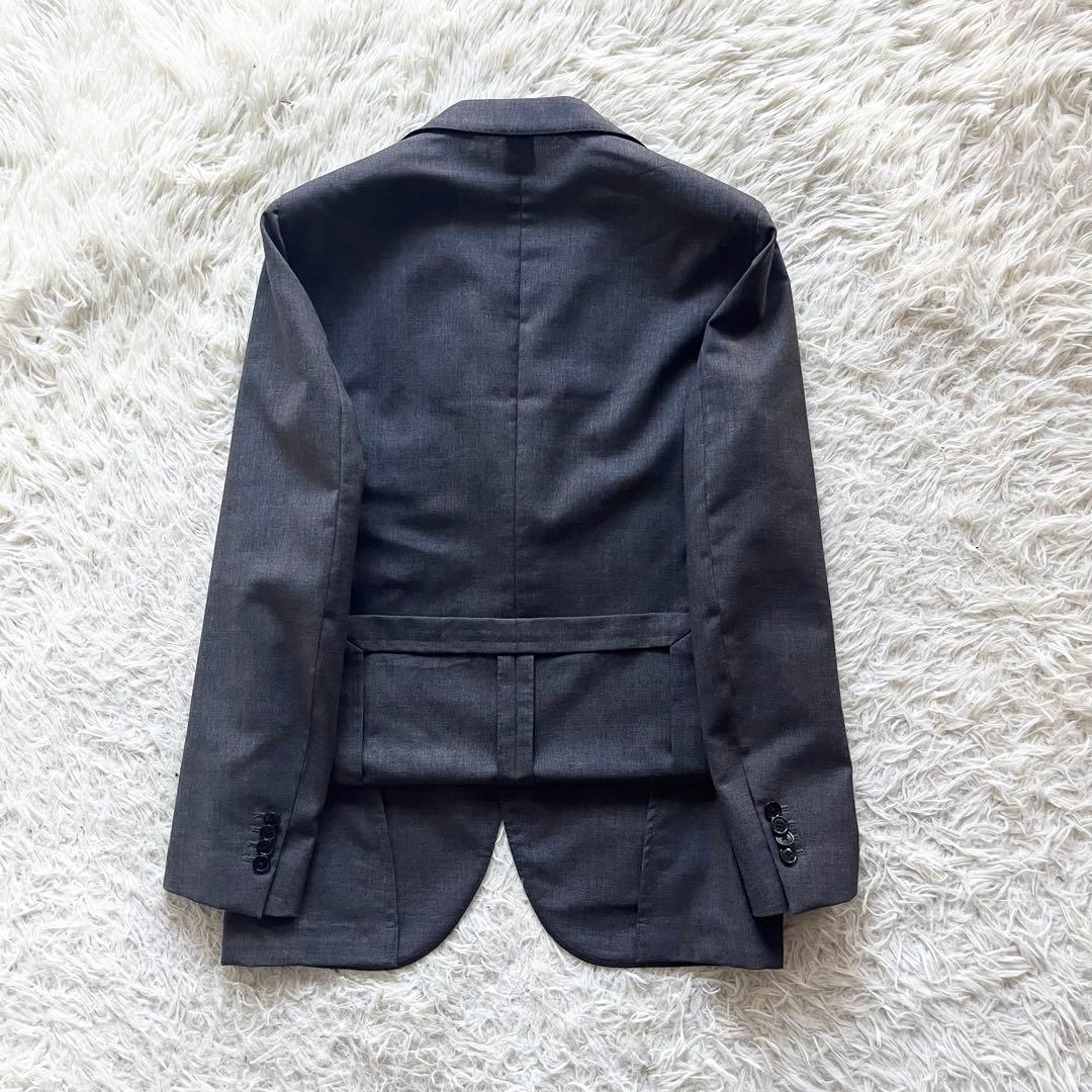 <美品> LARDINI ウール グレー ジャケット ブートニエール サイズ46