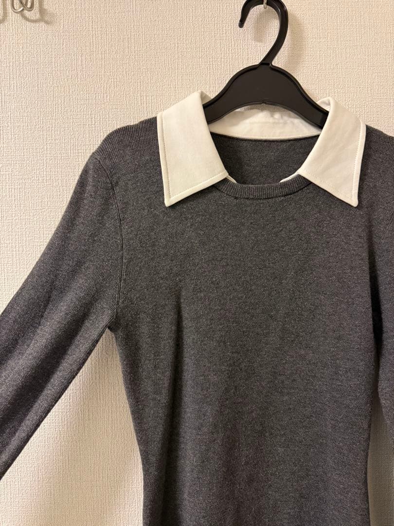【美品】Fano Studios シャツカラー プリーツニットミニワンピース M