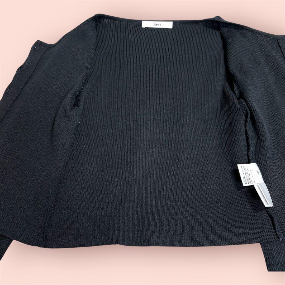超美品♡Rene ルネ カーディガン 黒 キラキラビジュー付 34 Sサイズ相当