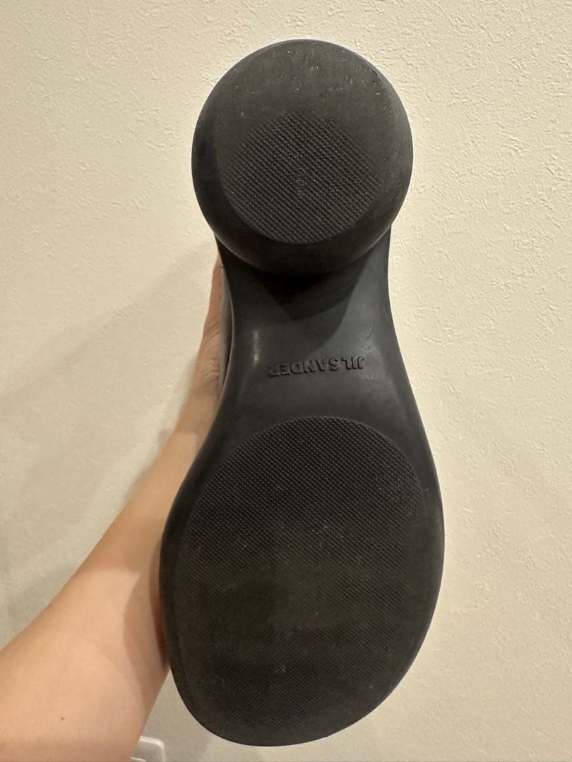 Jil Sander レザー ブロックヒール アンクルブーツ