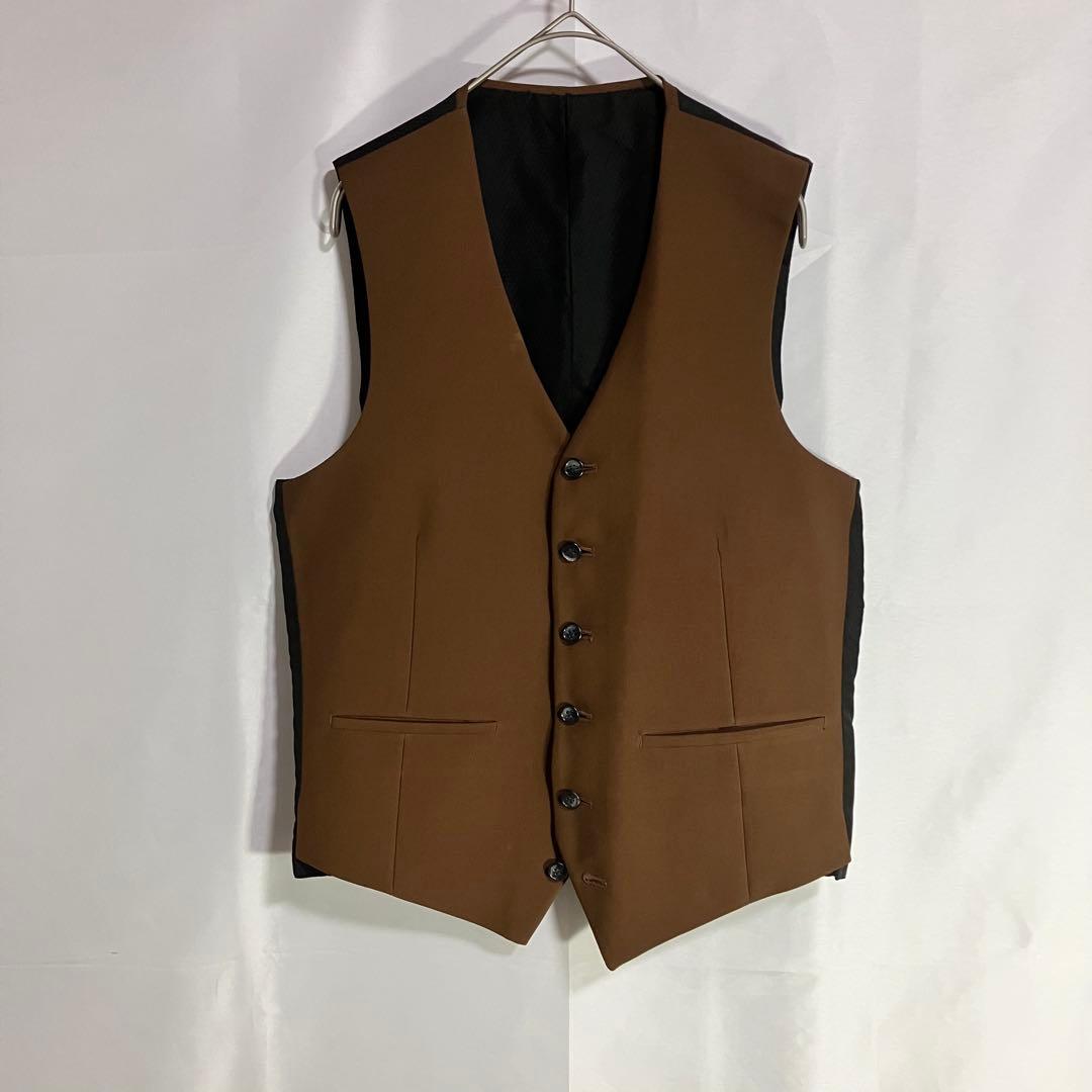 【3ピース/カジュアルスーツセットアップ】ブラウン/メンズM相当/ウール美品