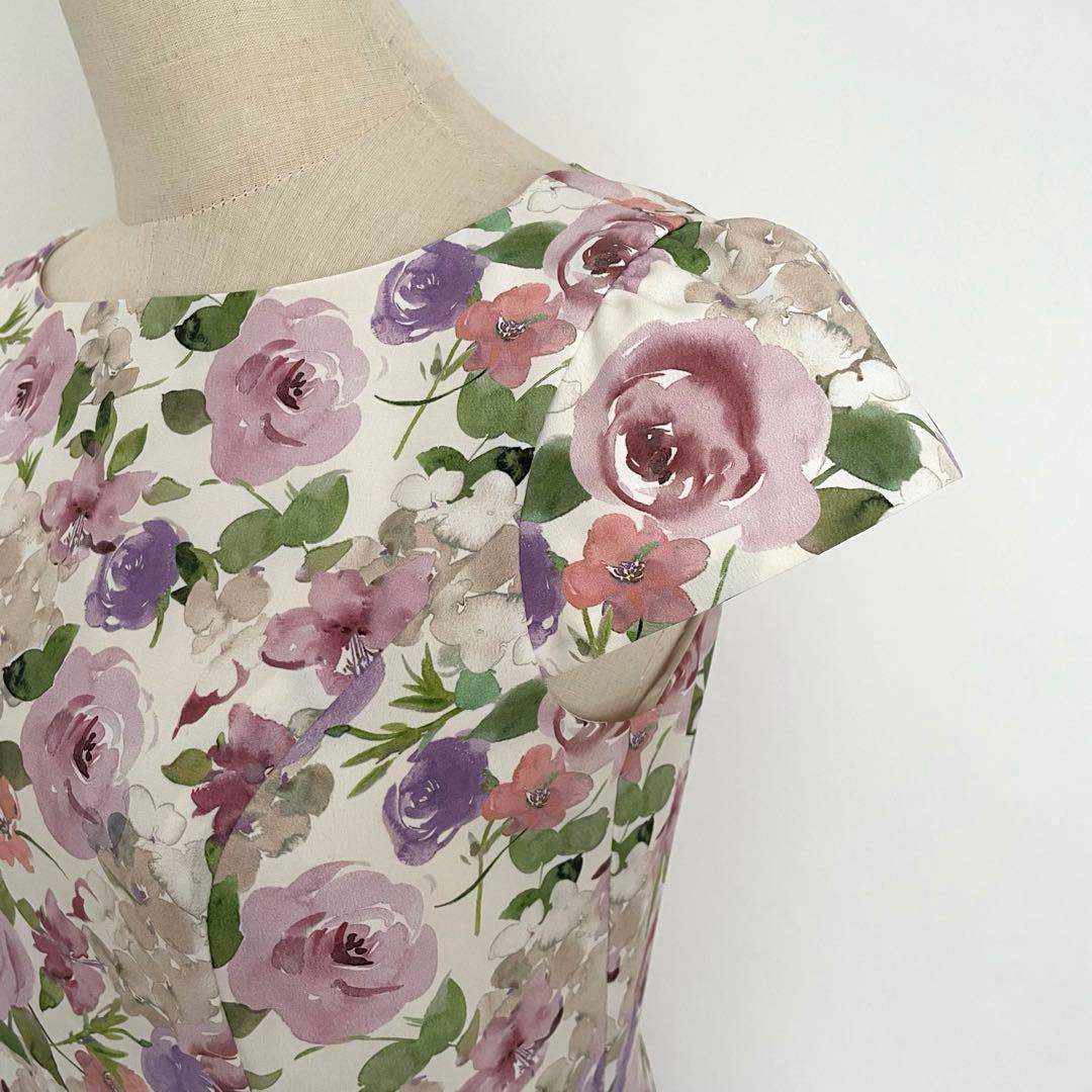 極美品♡トッカ　洗える　花柄　ピンクベルト　キャップスリーブ　バラ　薔薇