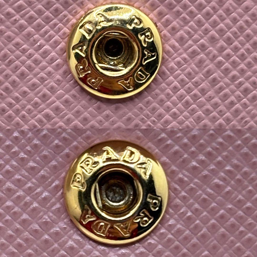 美品✨プラダ　シャイン　ピンク　三つ折り財布　サフィアーノレザー　折り財布