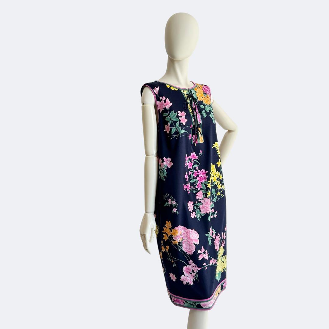 LEONARD FASHION レオナール ワンピース ネイビー 花柄 未使用