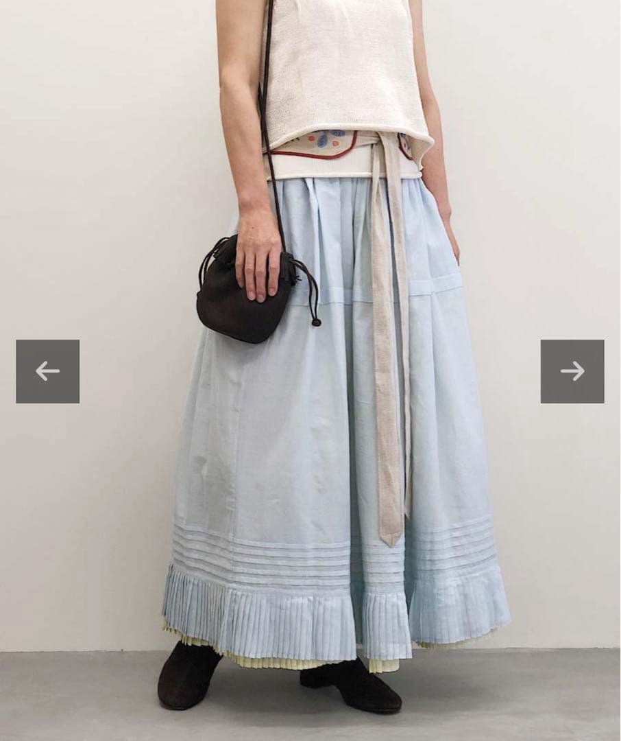 bunon ブノン　 Cotton Silk Gather TuckSkirt