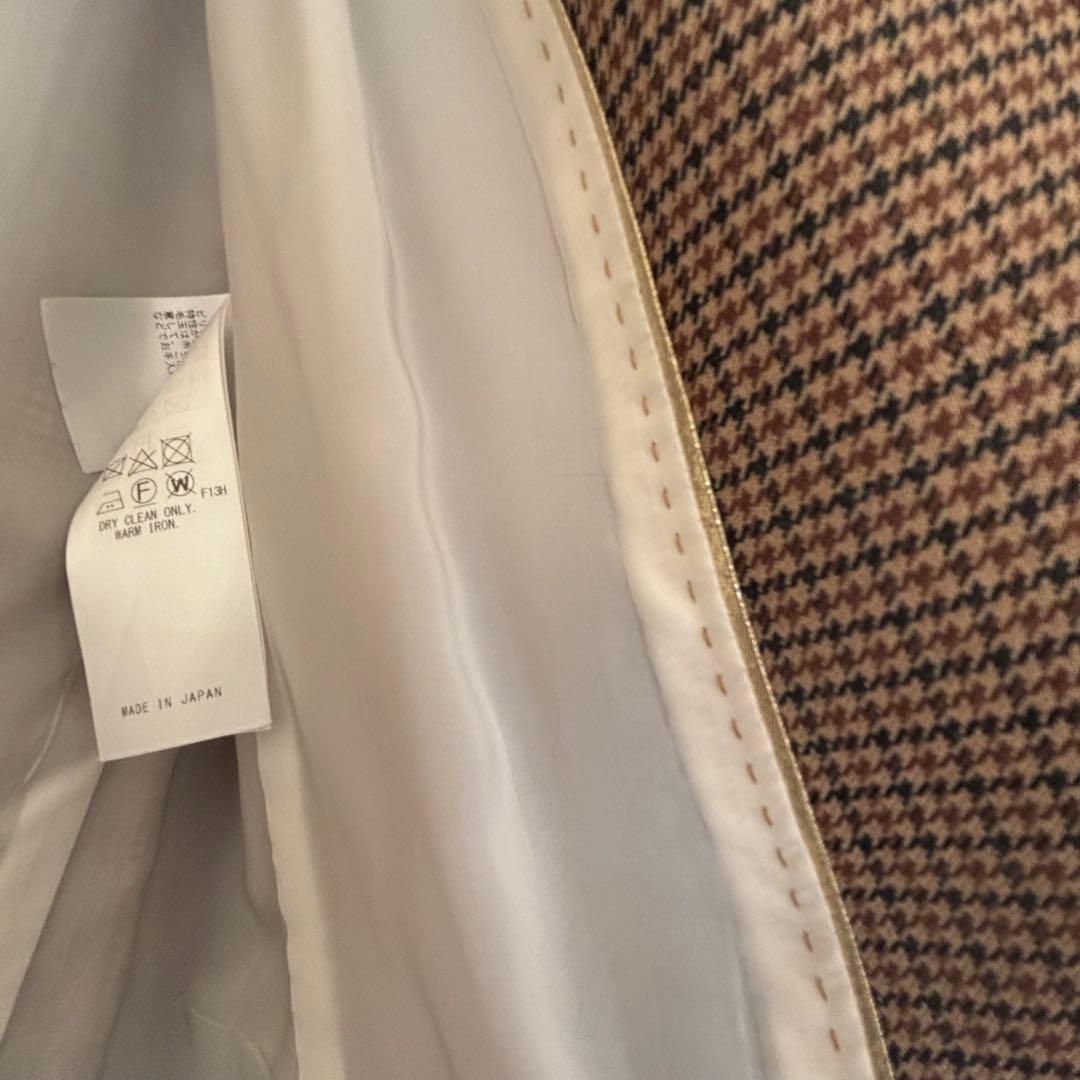 【春コーデ】チェック柄 ダブルブレスト ジャケット ブラウン M BEIGE