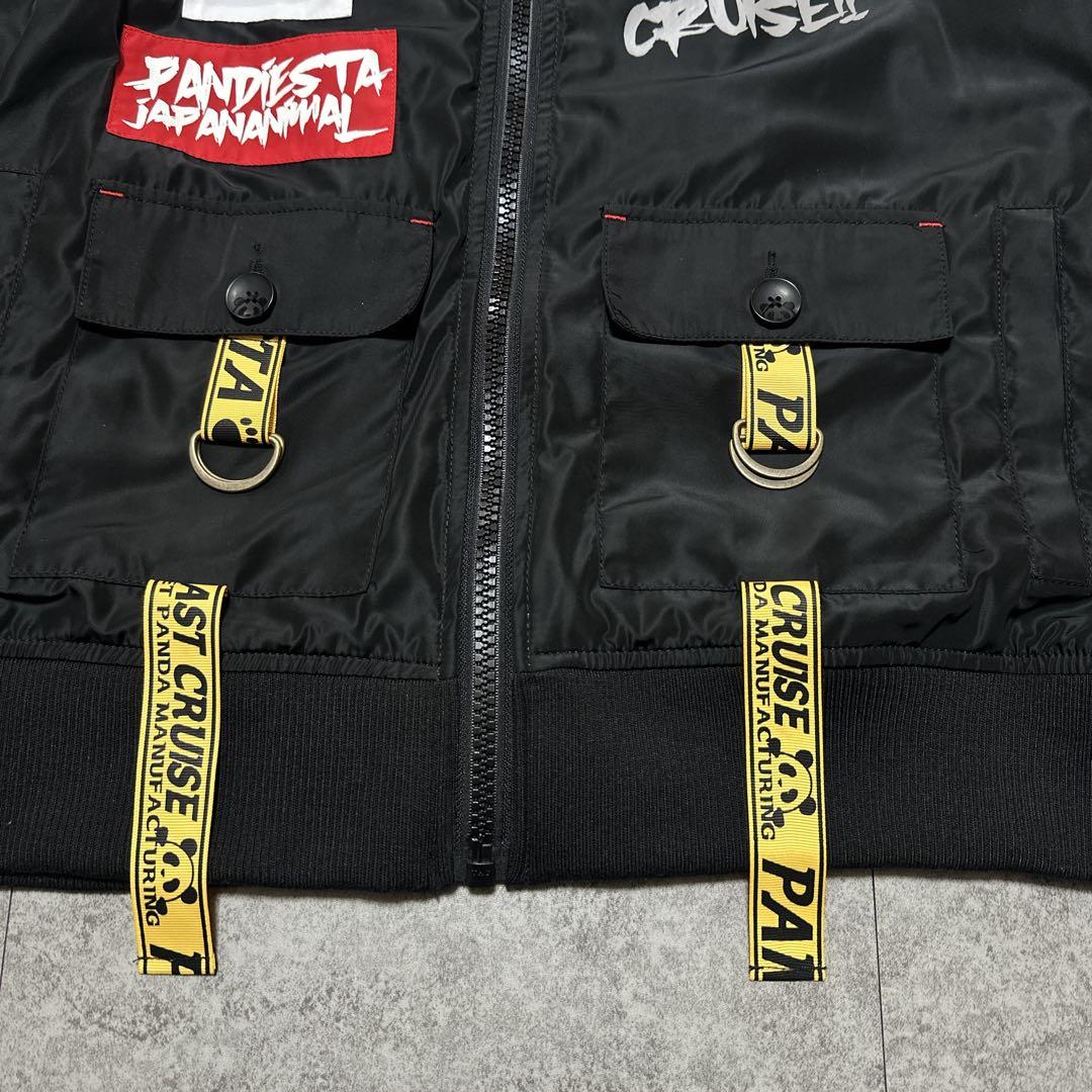 PANDIESTA JAPAN フード付きブルゾン MA-1 パンダ刺繍 黒 L